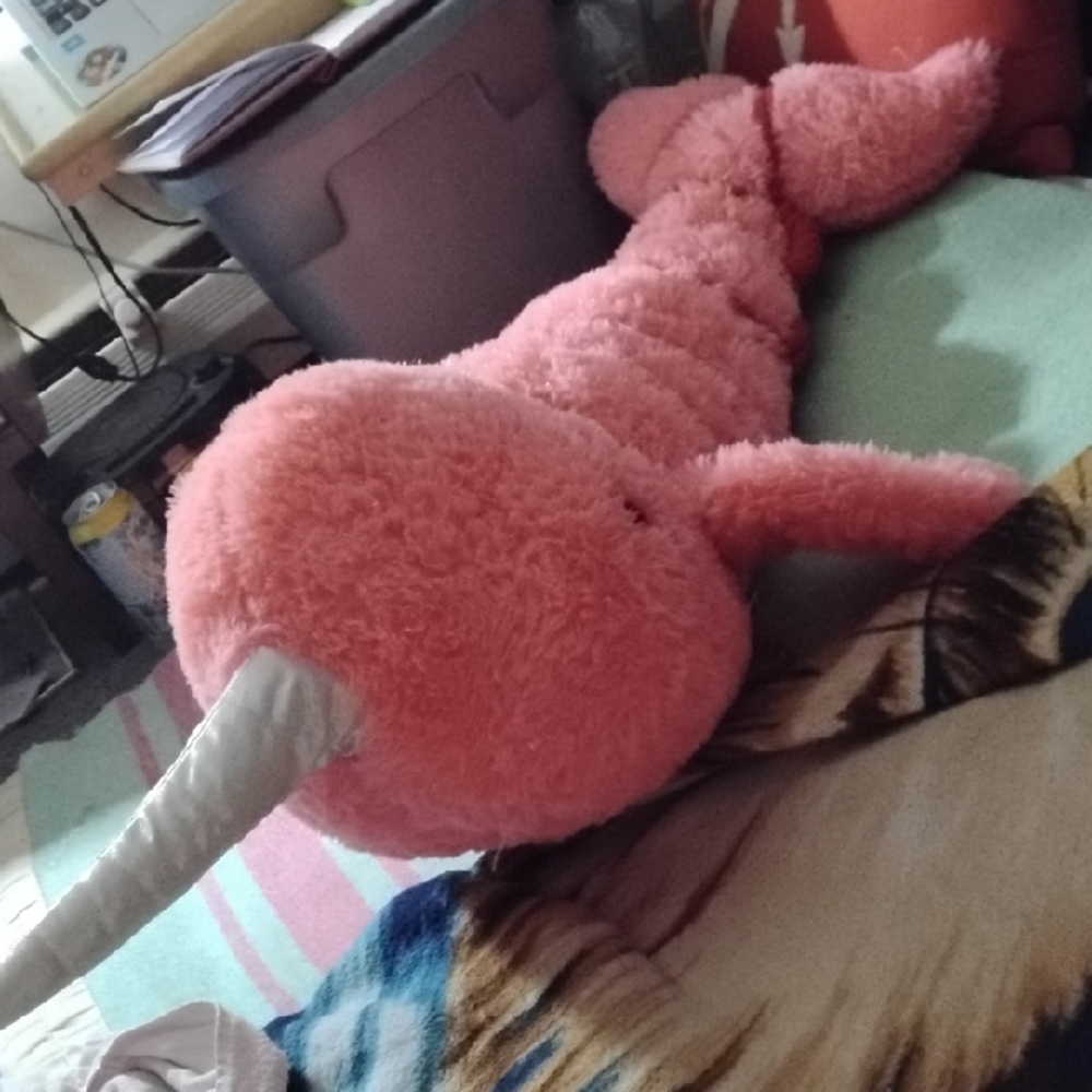 Giant Pink "Bondage" Narwhal Stuffed Plush  Custom 1 of 1 Can Remove the Rope